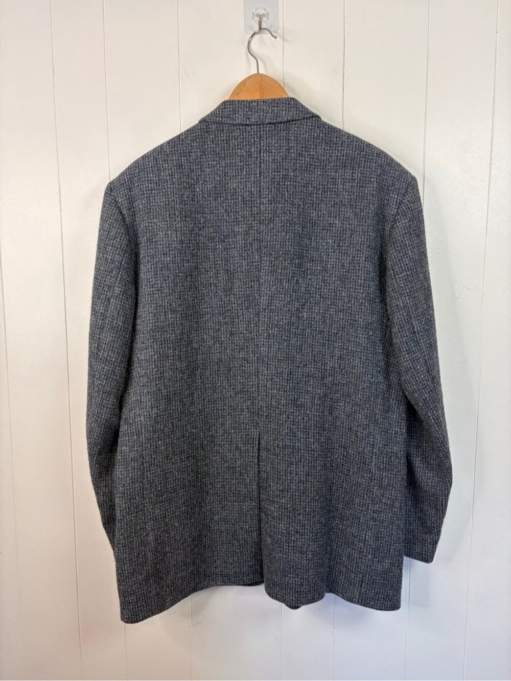 Vintage Harris Tweed Mens Blue Gray Herringbone Suit Jacket Wool sz 44 Long 44L - Picture 2 of 15